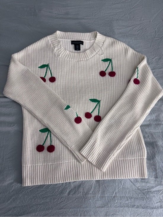 Cynthia Rowley Sweaters - Cynthia Rowley Cream Crewneck Sweater with Cherry Motif